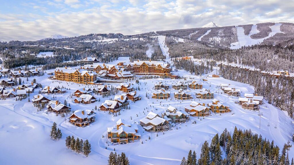 Aerial shot of Montage Big Sky Winter Campus